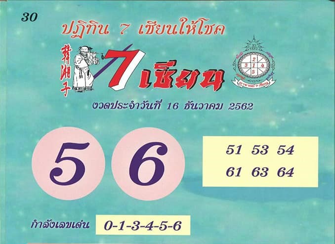 หวย 7 เซียน 16/12/62