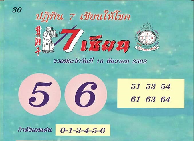 หวย 7 เซียน 16/12/62