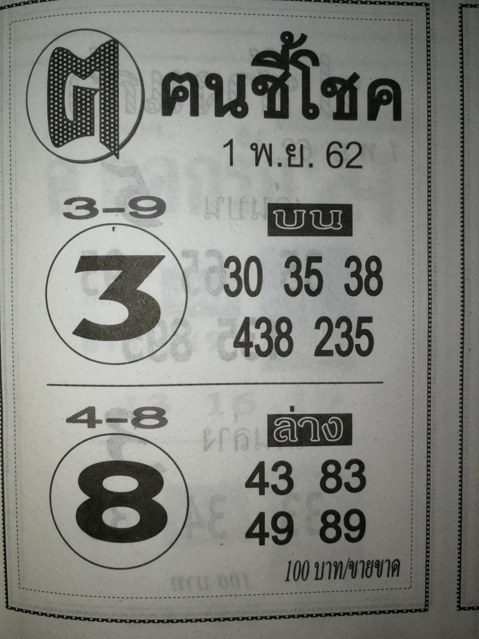 หวยคนชี้โชค 1/11/62