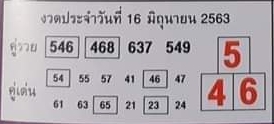 หวยบอกลาภ 16/6/63 
