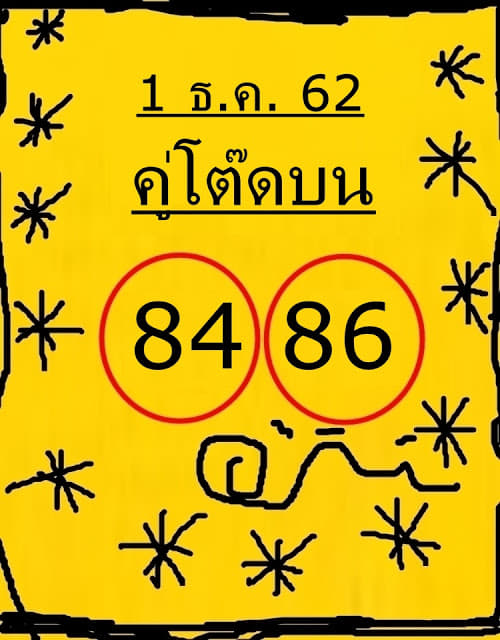 หวยคู่โต๊ดบน 1/12/62