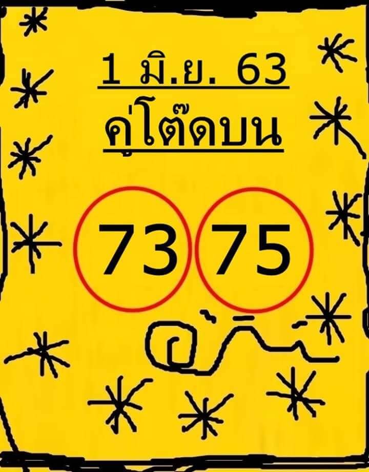 หวยคู่โต๊ดบน 1/6/63