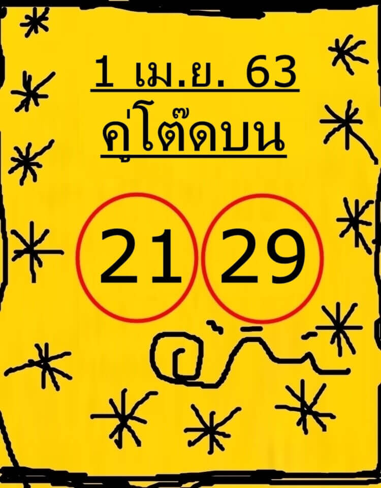 หวยคู่โต๊ดบน 16/5/63