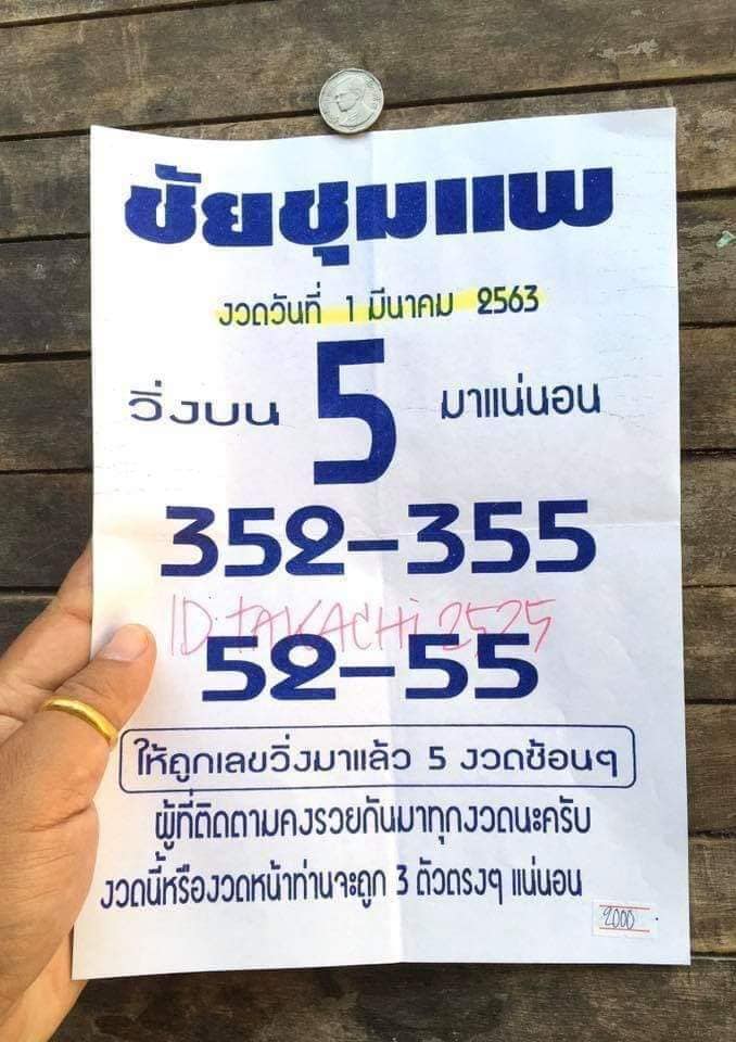 หวยชัยชุมแพ 1/3/63