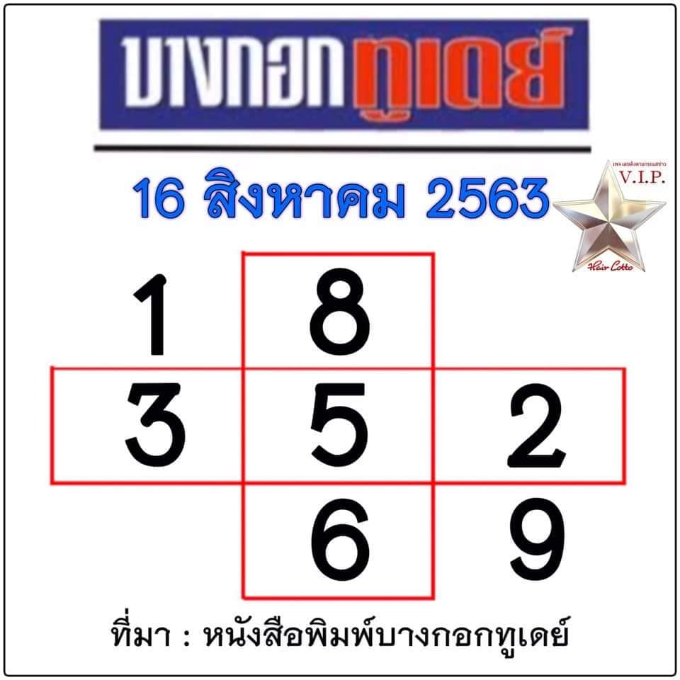 หวยบางกอกทูเดย์ 16/8/63