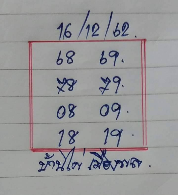 หวยบ้านไผ่ เมืองพล 16/12/62