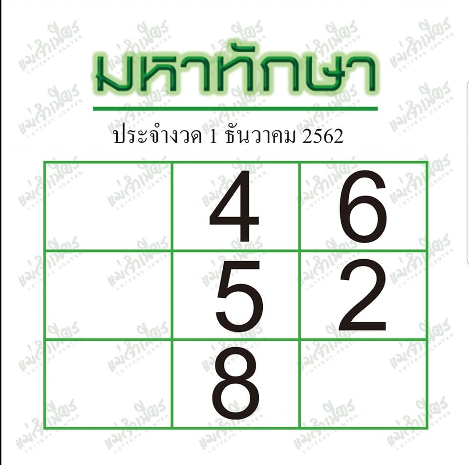 หวยมหาทักษา 1/12/62