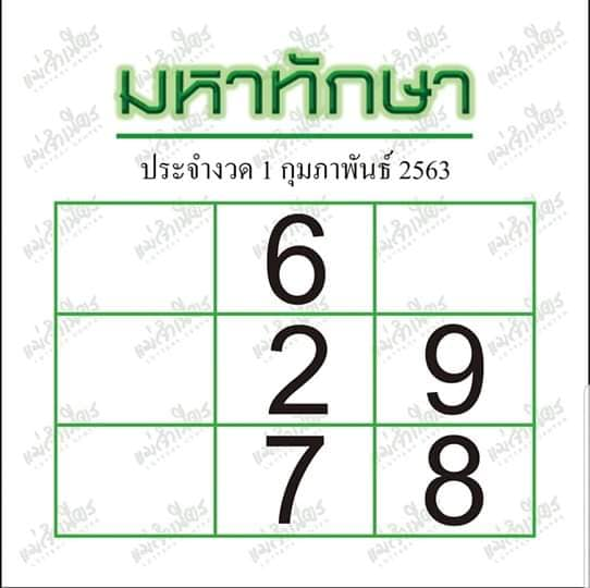 หวยมหาทักษา 1/2/63