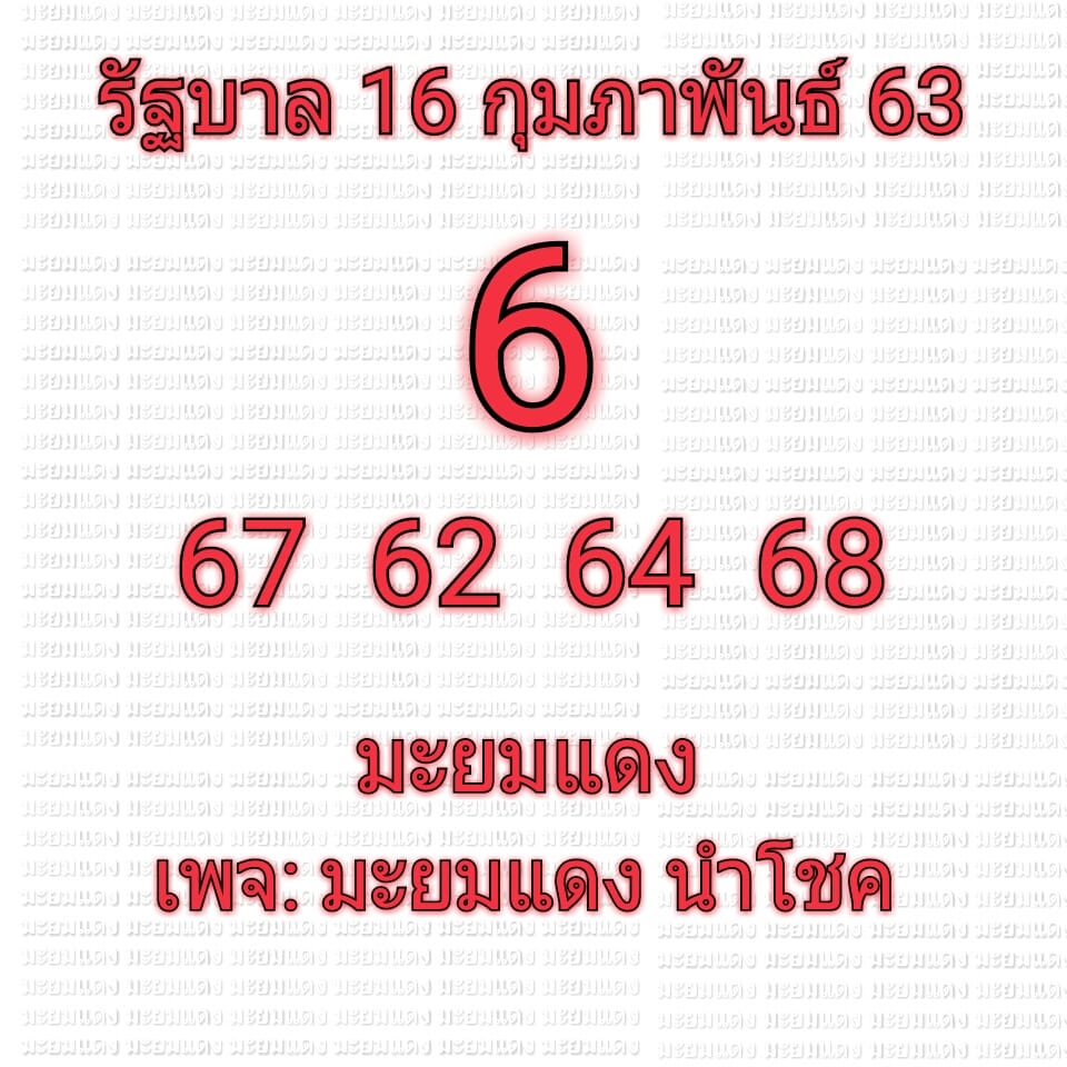 หวยมะยมแดง 16/2/63