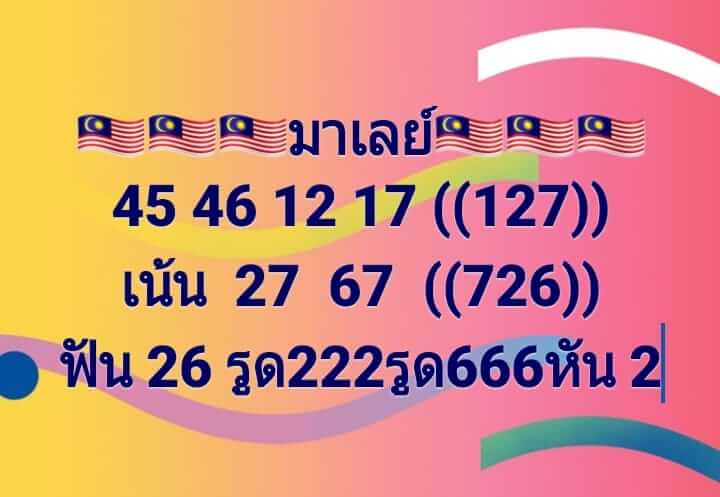 หวยมาเลย์ 12/2/63 รวมชุดเจาะหวยมาเลย์ ชุดที่1