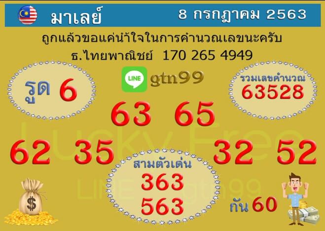 หวยมาเลย์ 8/7/63 ชุดที่ 8