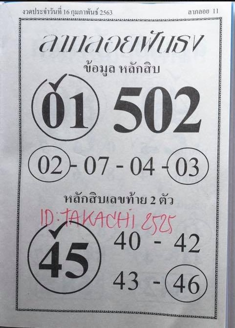 หวยลาภลอยฟันธง 16/2/63