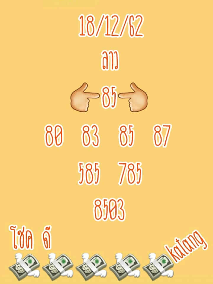 หวยลาว 18/12/62 ชุดเลขเด่นบน-ล่าง ชุดที่1