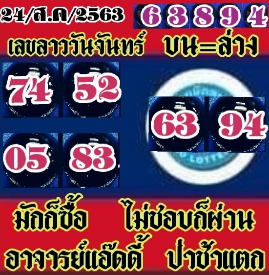 หวยลาว 24/8/63 ชุดที่ 10