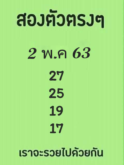 หวยสองตัวบนตรงๆ 2/5/63