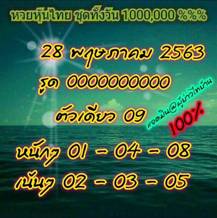 หวยหุ้น 28/5/63 ชุดที่ 9