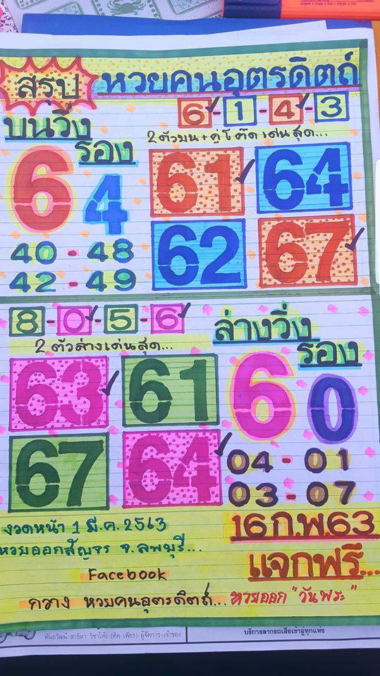หวยอุตรดิตถ์ 16/2/63