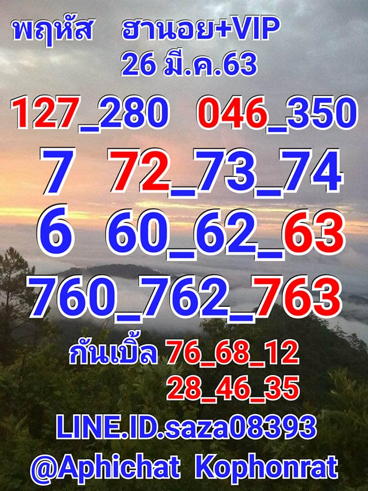 หวยฮานอย 26/3/63 สูตรเจาะหวยฮานอย ชุดที่1