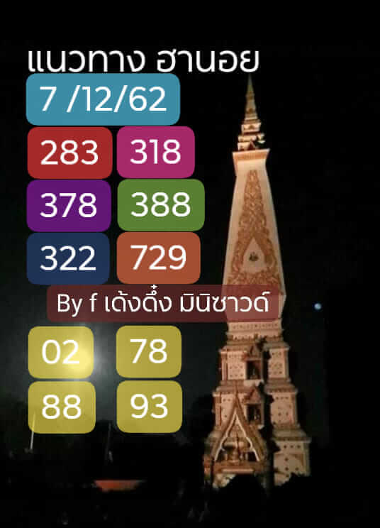 หวยฮานอย 7/12/62 รวมชุดเลขเด็ด ชุดที่1