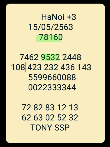 หวยฮานอย 15/5/63 ชุดที่ 1