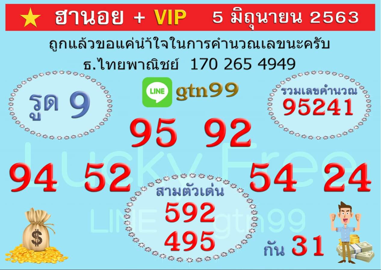 หวยฮานอย 5/6/63 ชุดที่ 1