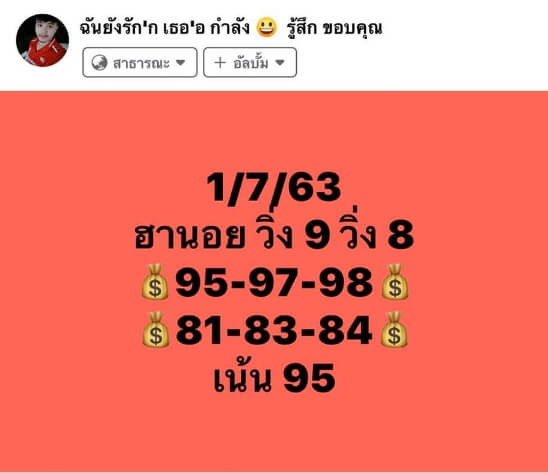 หวยฮานอย 1/7/63 ชุดที่ 1