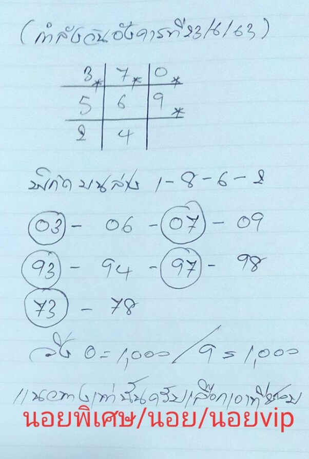 หวยฮานอย 23/6/63 ชุดที่ 6