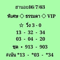 หวยฮานอย 16/7/63 ชุดที่ 1