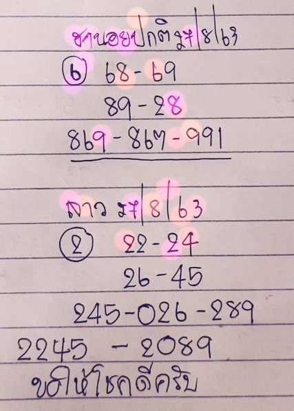 หวยฮานอย 27/8/63 ชุดที่ 2