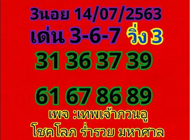 หวยฮานอย 14/7/63 ชุดที่ 7