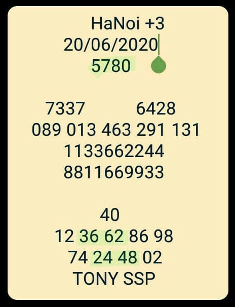 หวยฮานอย 20/6/63 ชุดที่ 8