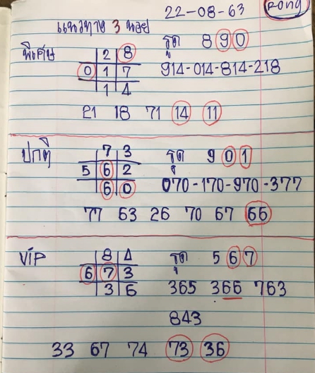 หวยฮานอย 22/8/63 ชุดที่ 7