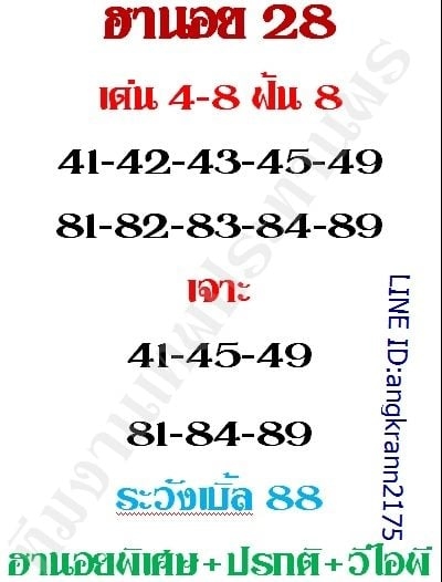 หวยฮานอย 28/8/63 ชุดที่ 7