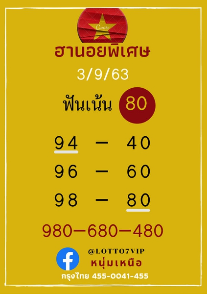 หวยฮานอย 3/9/63 ชุดที่ 9