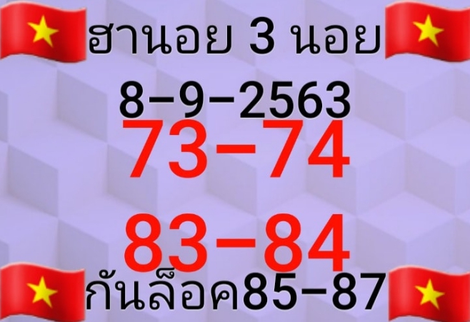 หวยฮานอย 8/9/63 ชุดที่ 1