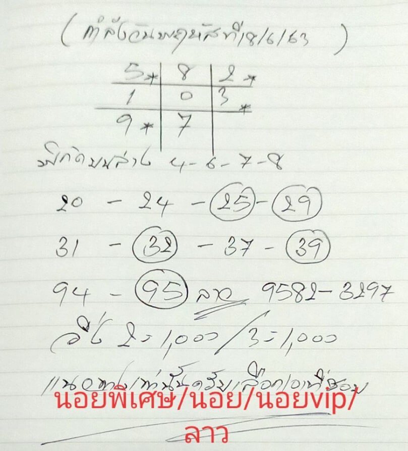 หวยฮานอย 18/6/63 ชุดที่ 10