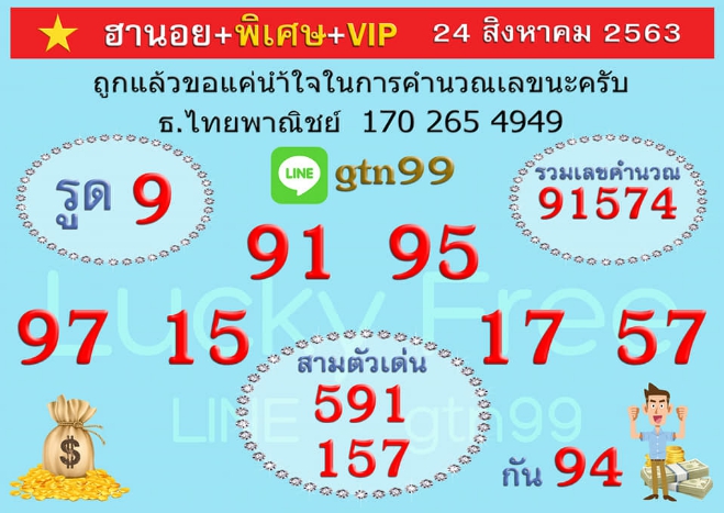 หวยฮานอย 24/8/63 ชุดที่ 10