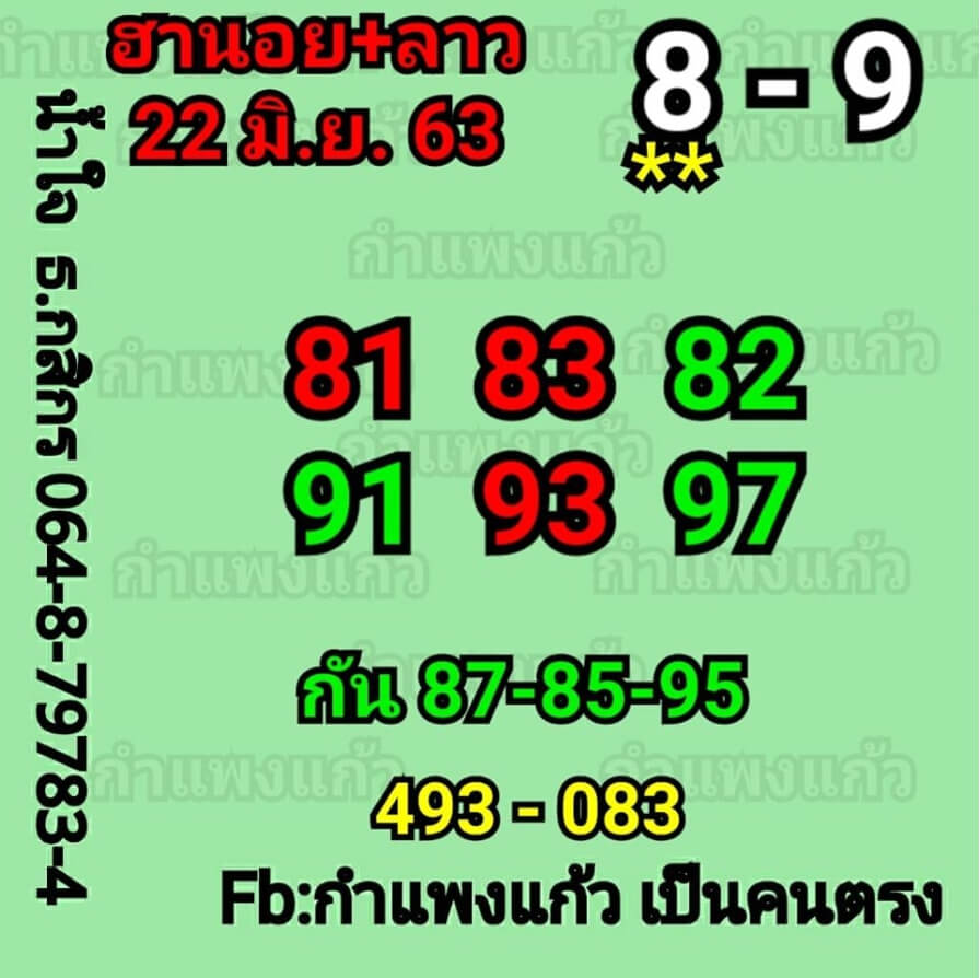 หวยฮานอย 22/6/63 ชุดที่ 10