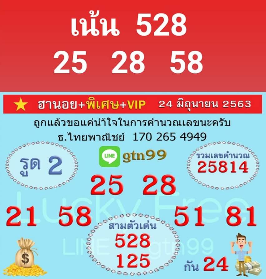 หวยฮานอย 24/6/63 ชุดที่ 9