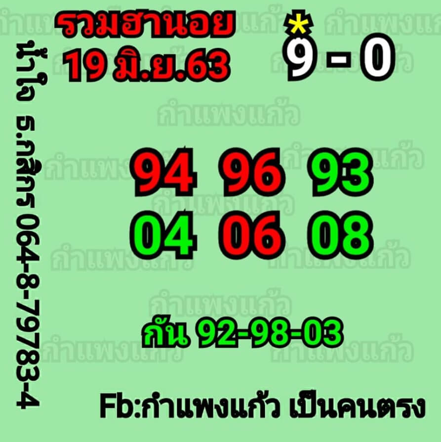 หวยฮานอย 19/6/63 ชุดที่ 10