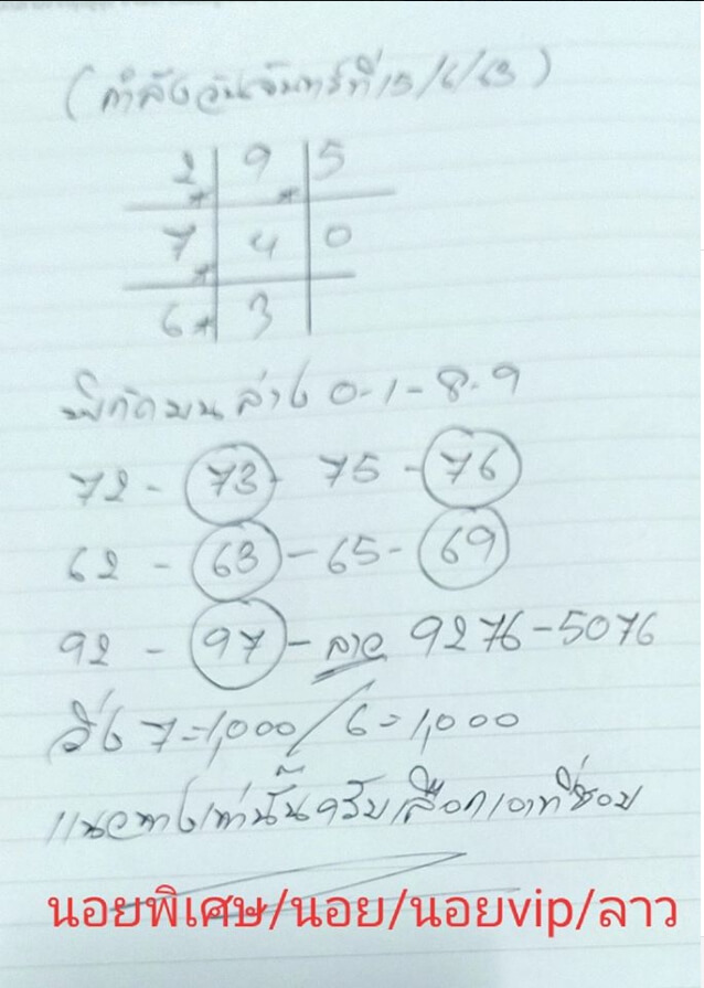 หวยฮานอย 15/6/63 ชุดที่ 6