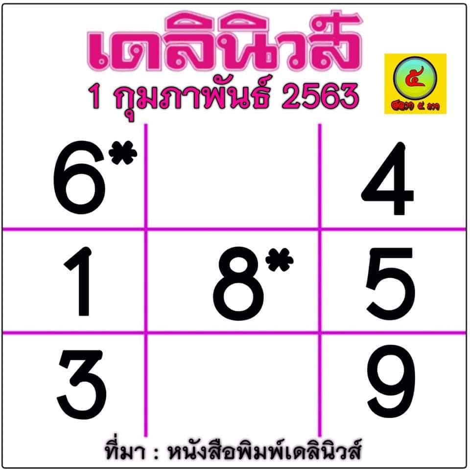 หวยเดลินิวส์ 1/2/63