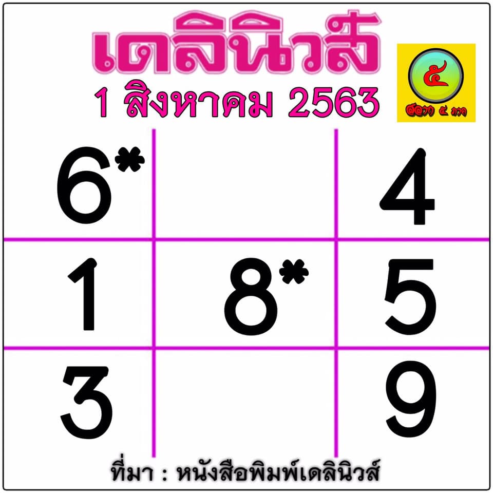 หวยเดลินิวส์ 1/8/63