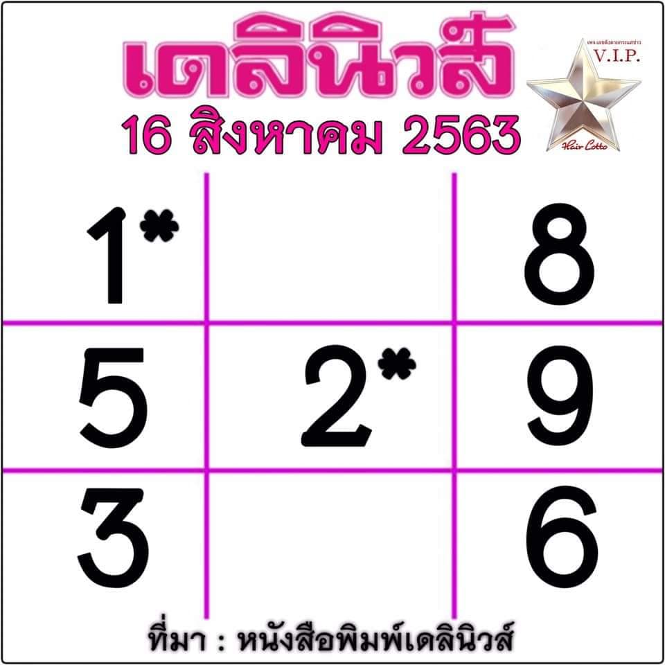 หวยเดลินิวส์ 16/8/63