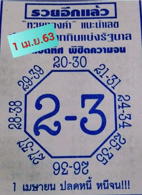 หวยเลขแปดทิศ 1/4/63