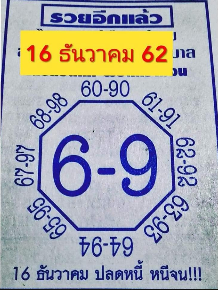 หวยเลขแปดทิศ 16/12/62