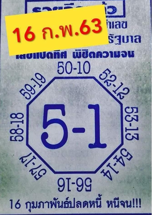 หวยเลขแปดทิศ 16/2/63