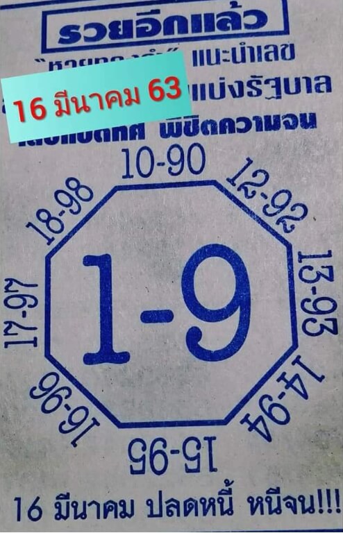 หวยเลขแปดทิศ 16/3/63