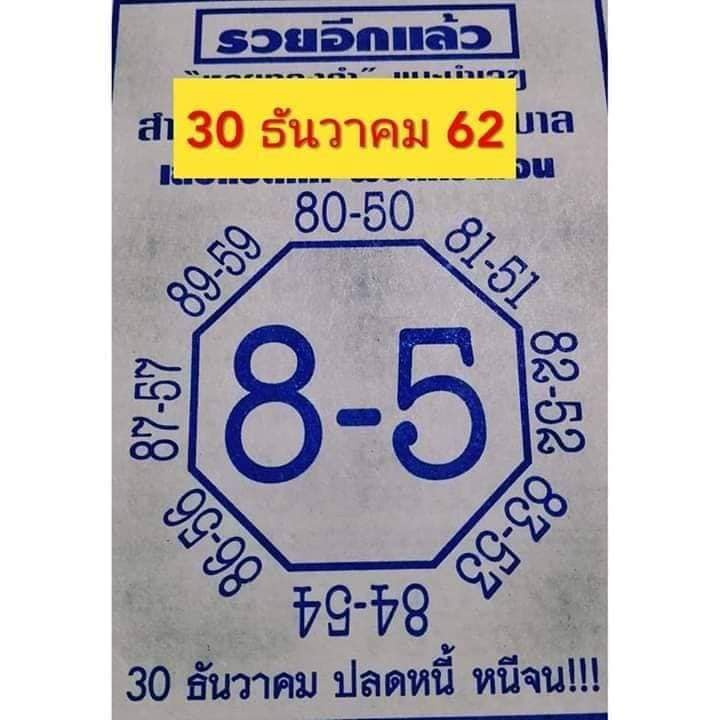 หวยเลขแปดทิศ 30/12/62