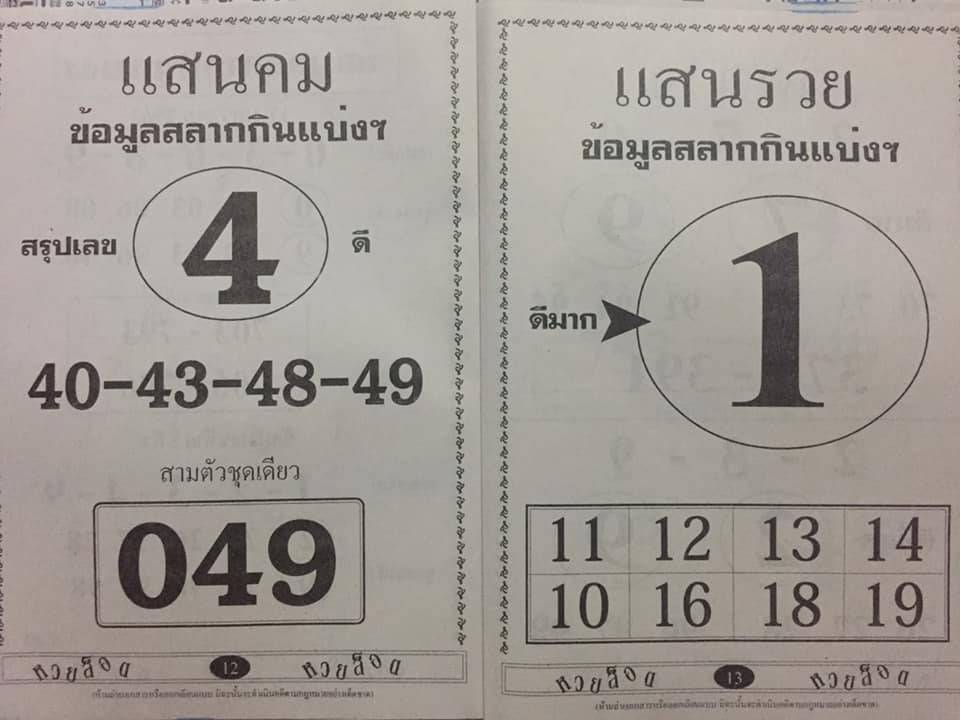 หวยแสนคม แสนรวย 17/1/63